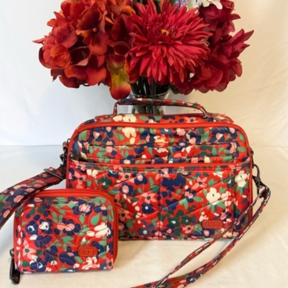 Lug Scoop 2 Wildflower Poppy Crossbody Bag and Waller Set NWOT